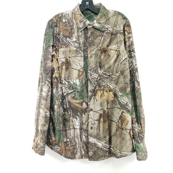 Reversible Realtree Edge Camo and Buck Commander Plaid Flannel Shirt Jacket Mens - Picture 8 of 10